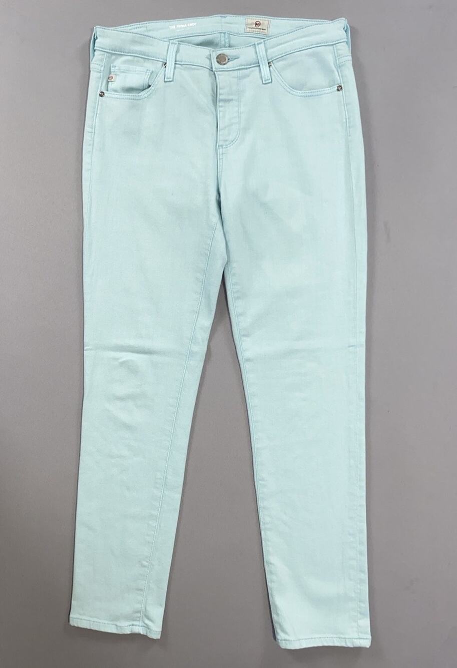 AG The Prima Crop Cigarette Leg Stretch Jeans. Turquoise Blue, Women's 27R. EUC!